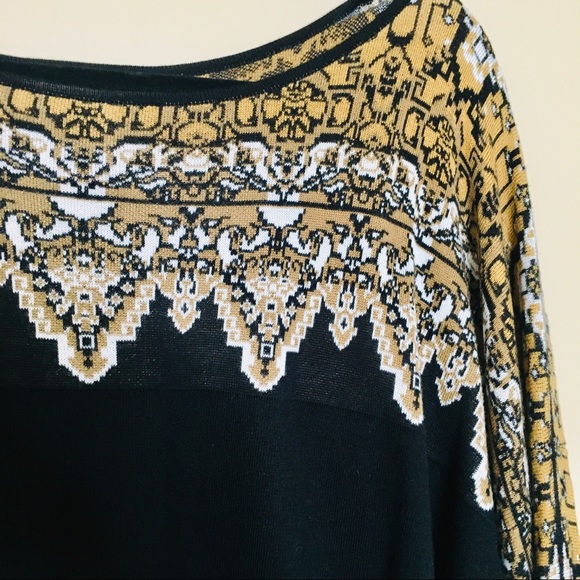 Womens Black Gold Stretch Knit Top Plus Size 2X - Picture 3 of 6